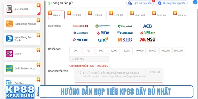 Hướng dẫn nạp tiền KP88 đầy đủ nhất