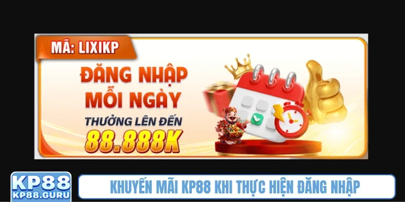 Khuyến mãi KP88 khi thực hiện đăng nhập