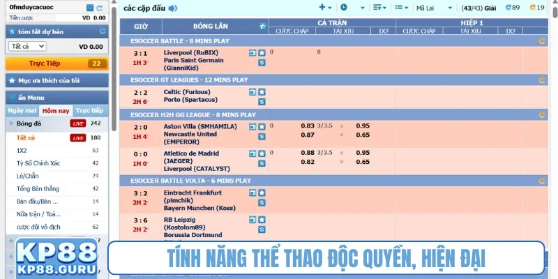 Tính năng thể thao độc quyền, hiện đại