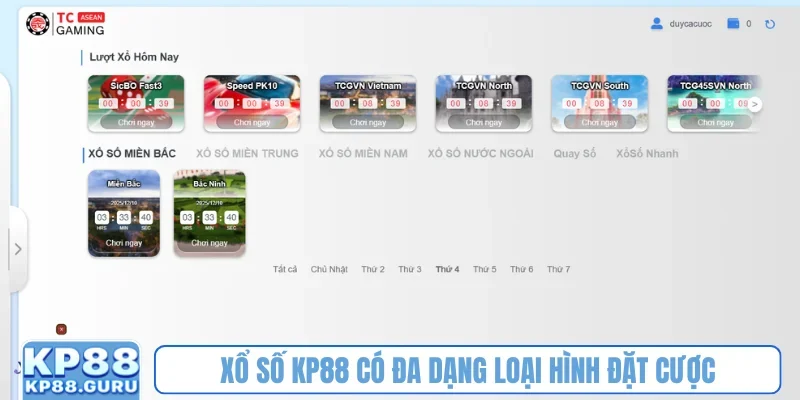 Xổ số KP88 có đa dạng loại hình đặt cược